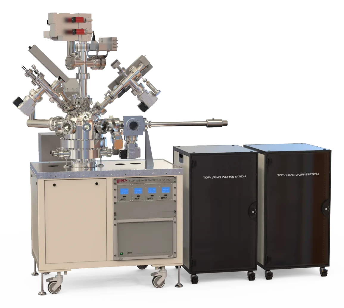 ToF-qSIMS Workstation de Hiden Analytical, cámara UHV con analizador de tiempo de vuelo y dos armarios de electrónica