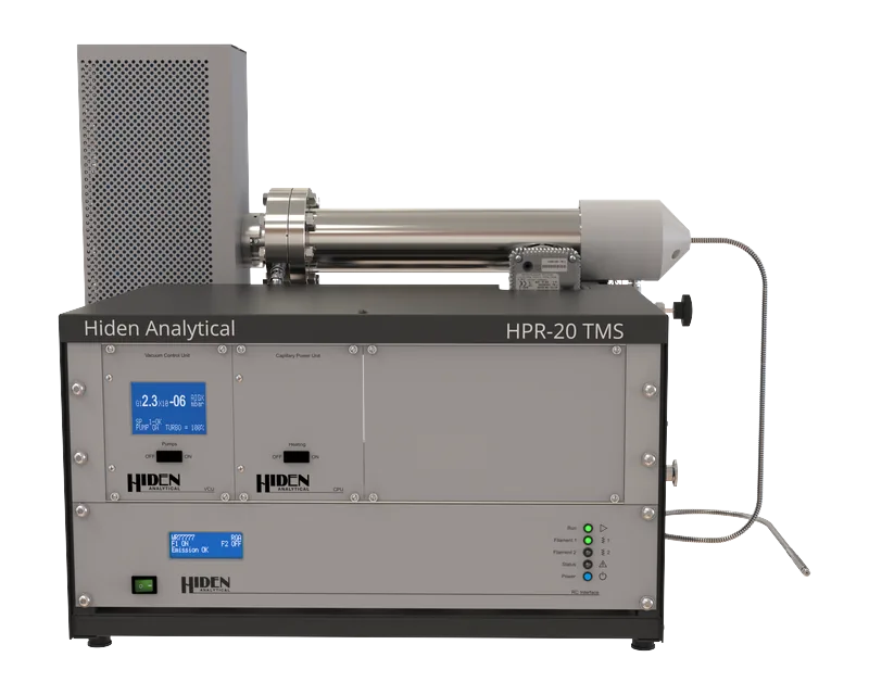 HPR-20 TMS de Hiden Analytical, chasis de rack con analizador cuadrupolar para seguir transitorios rápidos de gas
