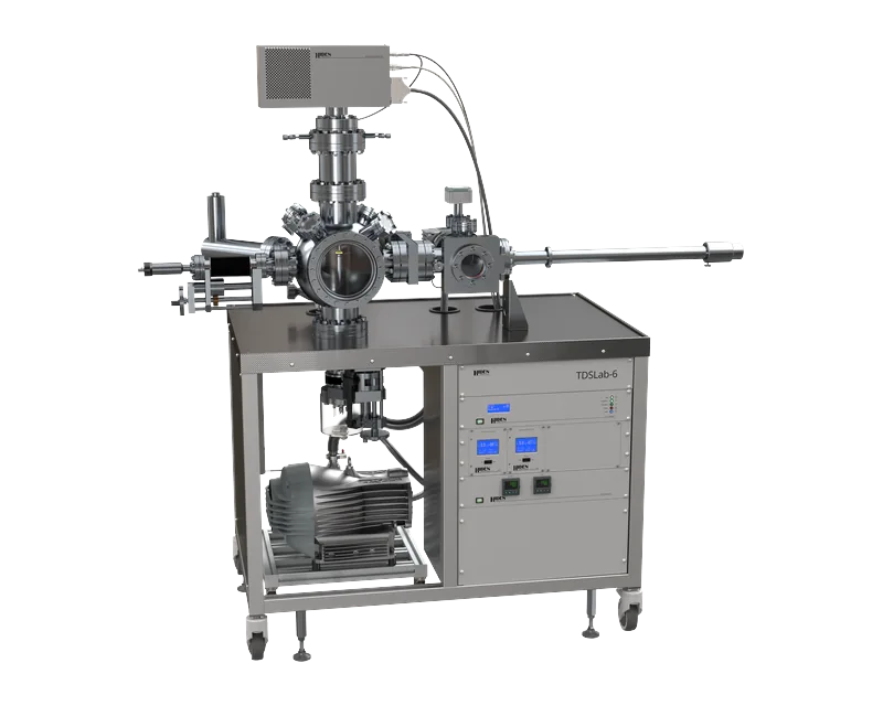 TDSLab-6 de Hiden Analytical, cámara de ultra alto vacío sobre bastidor con manipulador de muestras y bomba turbomolecular