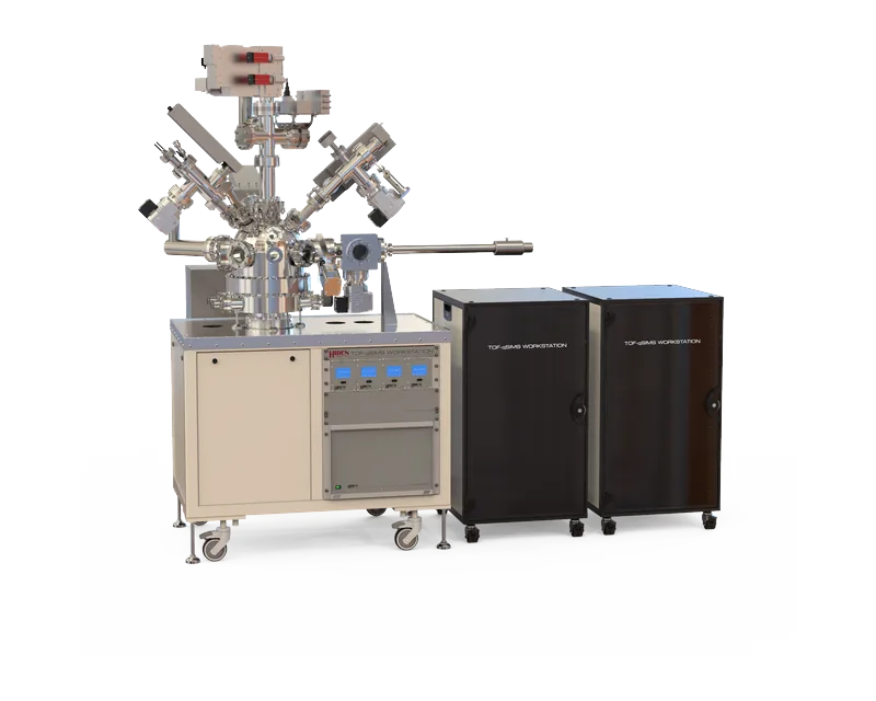 ToF-qSIMS Workstation de Hiden Analytical, cámara UHV con analizador de tiempo de vuelo y dos armarios de electrónica